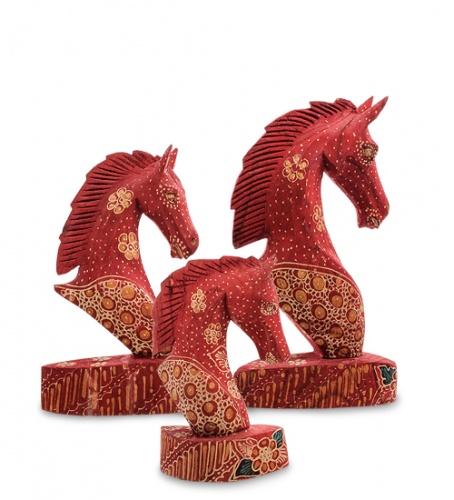 10-014 Фигурка "Лошадь" набор из трех 25,20,15 см (батик, о.Ява) фото 2