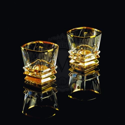 VIKONT Стакан 300 мл для виски, набор 2 шт, хрусталь/декор золото 24К фото 2