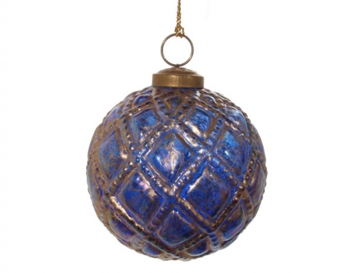 Винтажный елочный шар Сказка Востока синий, стекло (ShiShi) фото 2