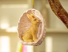 Подвесное украшение ЗАЙЧИК В КОРЗИНКЕ, полистоун, розовый, 6 см, Goodwill
