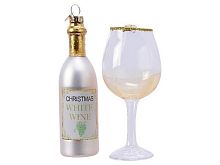 Набор ёлочных игрушек MAGIC WINE (бутылочка и бокал), стекло, 12.5 и 13.5 см, Kaemingk