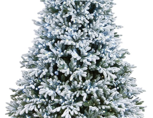 Искусственная ель "Гамильтон" (литая хвоя PE+PVC), голубая заснеженная, холодные белые LED-огни, National Tree Company фото 2