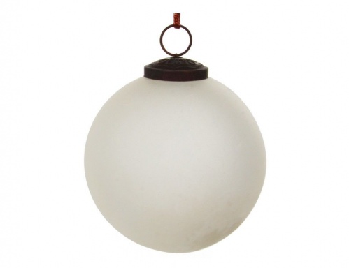 Винтажный шар "Тенерецца бьянка", стекло, прозрачно-белый, матовый, 10 см, SHISHI
