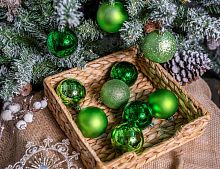 Набор пластиковых шаров New Year MIX зелёный, 60 мм, упаковка 12 шт., Winter Deco