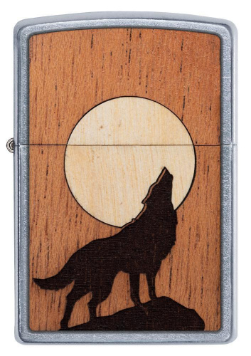 Зажигалка Zippo Wooodchuck с покрытием Street Chrome , латунь/сталь/дерево, серебристая, 36x12x56 мм фото 2