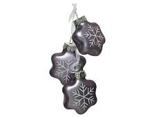 Ёлочное украшение-гроздь "Звёздочки-снежинки", стекло, 3.5x3.5x4 см, Kaemingk