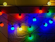 Гирлянда из лампочек РЕТРО-ЛЮМЬЕР, 20 разноцветных LED-ламп, 9.5+3 м, черный PVC, уличная, Koopman International