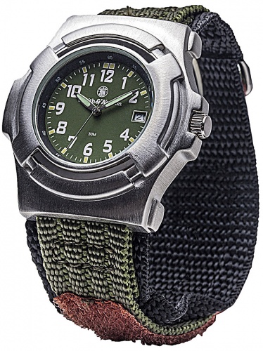 Часы мужские наручные армейские Smith & Wesson Lawman оливковый циферблат, нейлоновый ремешок