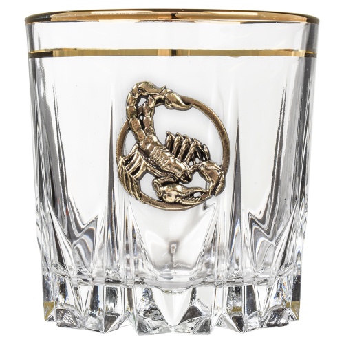 Набор из 4-х бокалов для виски Карат с накладкой "Скорпион" в подарочной коробке фото 4