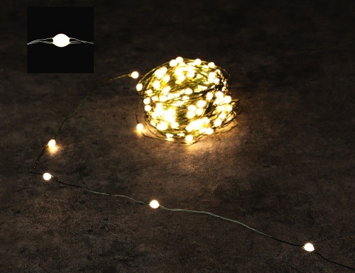 Светодиодная гирлянда СИЯЮЩИЕ КАПЛИ - МАКСИ, 150 теплых белых мини LED-огней, 15+5 м, зеленая проволока, уличная, Edelman, Luca фото 3