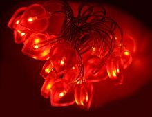 Гирлянда "Сердечки", 20 красных микроламп, 2+1,5 м, прозрачный провод, SNOWHOUSE