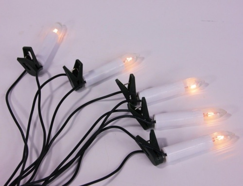 Электрогирлянда Свечи "Новогодняя романтика", на клипсах, белые, 16 ламп, 4.5+1.5 м, зелёный провод, Koopman International фото 2