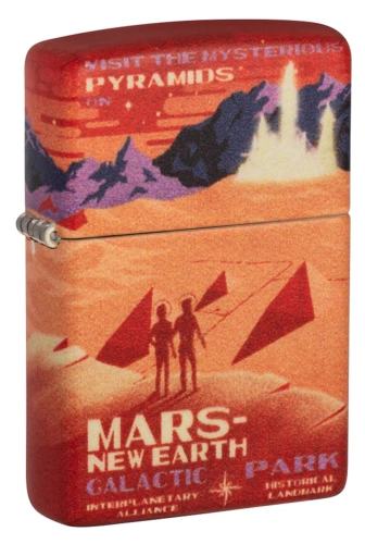 Зажигалка Zippo Mars Design с покрытием 540 Matte, латунь/сталь, красная, матовая, 38x13x57 мм