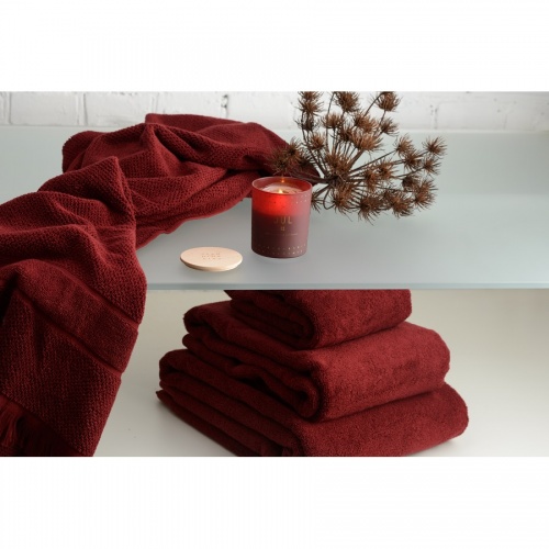 Полотенце для рук декоративное с бахромой бордового цвета essential 50х90 фото 4
