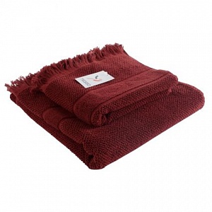 Полотенце для рук декоративное с бахромой бордового цвета essential 50х90