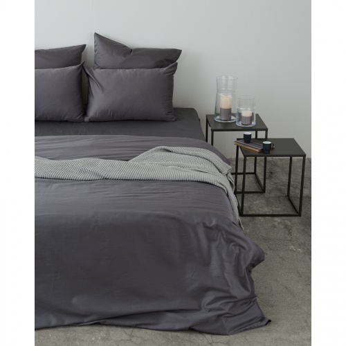Комплект постельного белья полутораспальный из сатина темно-серого цвета из коллекции wild фото 4