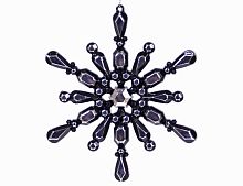 Елочная игрушка Снежинка "Капелька", акрил, серебряные с черным, 12.7 см, Forest Market