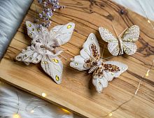 Декоративные бабочки МОТЫЛЬКИ, перо, слоновая кость, 3 шт., Kaemingk (Decoris)