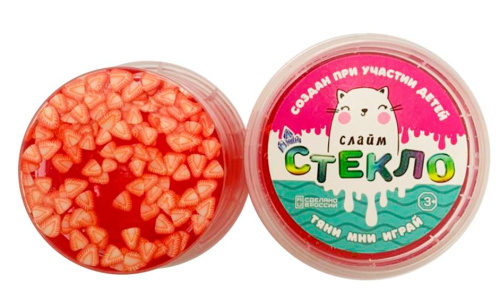 Слайм "Стекло", Красный, 100 грамм, с наполнителем