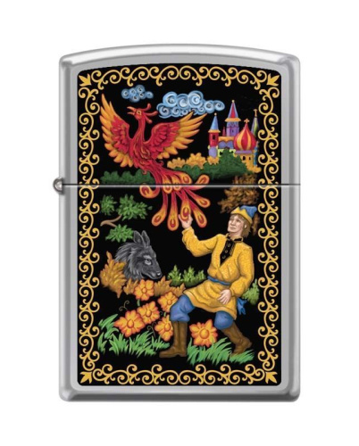 Зажигалка ZIPPO Жар-Птица, латунь/сталь с покрытием High Polish Chrome, серебристая, 36x12x56 мм, 250 REPLICA PALEKH