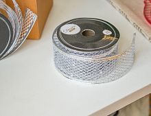 Лента для декорирования ПРАЗДНИЧНАЯ СЕТОЧКА, серебряная, 4х400 см, Kaemingk