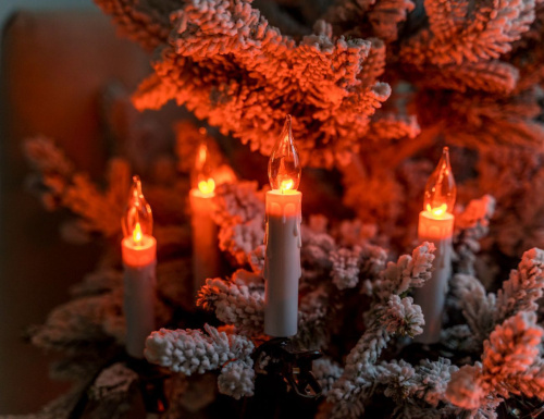 Электрогирлянда "Оплавленные свечи" белые с эффектом натурального пламени, прозрачные лампы, Kaemingk фото 4