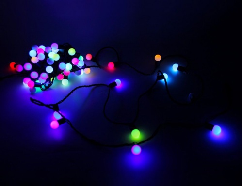 Электрогирлянда "Маленькие шарики" быстро мерцающие, 60 RGB LED-огней, 10+1.5 м, коннектор, черный, уличная, Торг-Хаус фото 2