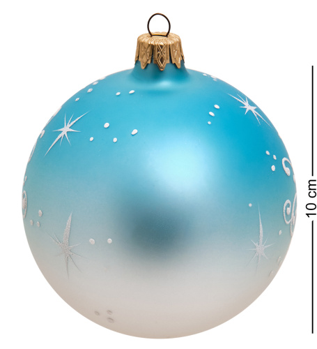 НФШ-1460 Ел.украшение Шар «Дед Мороз со Снегурочкой» голубой 100 мм фото 2
