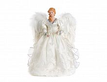 Ёлочная верхушка - новогодняя фигурка  "Нарядный ангел", белый с серебряным, полистоун, 40.5 см, Goodwill