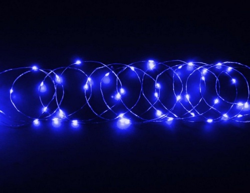 Гирлянда "Паутинка", 100 синих мерцающих  mini-LED ламп, 12V, серебристый провод-проволока, 10+1.5 м, Торг-Хаус фото 2