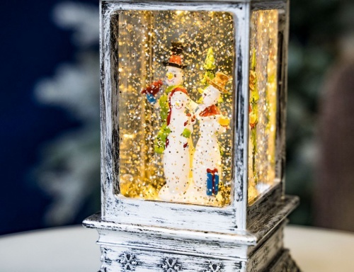 Фонарик "Волшебная вьюга - снеговики", тёплая белая LED подсветка, 15.5x11x24 см, Kaemingk фото 5
