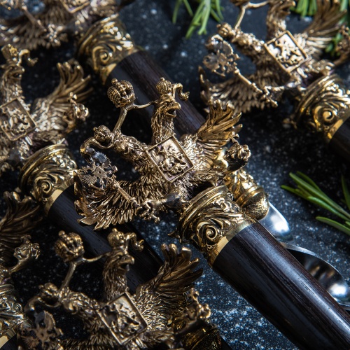Набор шампуров "Двуглавый орел 3D" в колчане с мангалом фото 4