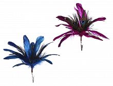 Украшение "Павлиний цветок" на клипсе, перо, 10х24 см, разные модели, Edelman, Noel (Katherine's style)