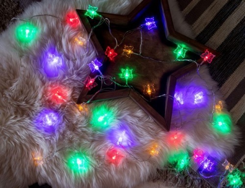 Электрогирлянда "Бабочки", 50 разноцветных LED ламп с насадками, 5+1,5 м, прозрачный провод, контроллер, SNOWMEN фото 4