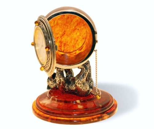 Сувенир-часы "Цирковой медведь" из янтаря, medv.11 фото 3