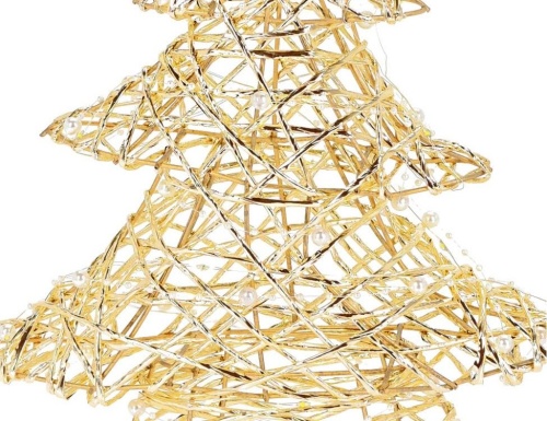 Светящаяся настольная ёлка ТЕССИТУРА ДОРО маленькая, золотая, тёплые белые mini LED-огни, 30 см, батарейки, Koopman International фото 3