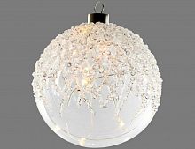 Светящийся ёлочный шар "Ювелирная роса", стекло, 10 тёплых белых микро LED-огней, 12 см, Peha Magic