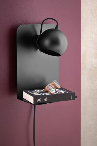 Лампа настенная ball с разъемом usb, 22х30 см, черная матовая с черным шнуром фото 3