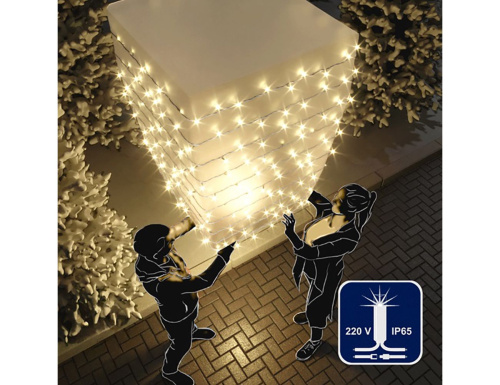 Гирлянда светодиодная уличная Rich Led Cap, 100 теплых белых LED ламп, мерцание, 10 м, белый КАУЧУК, соединяемая, IP65, Rich LED