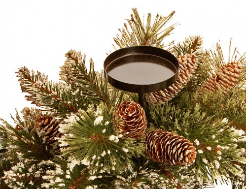 Декоративный хвойный подсвечник "Бристоль" с шишками и льдинками, на 3 свечи, 76 см, National Tree Company фото 2