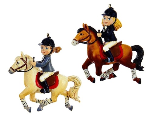 Ёлочная игрушка ЮНАЯ ВСАДНИЦА на коне, полистоун, 9 см, Kurts Adler фото 3