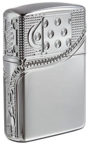 Зажигалка Zippo Armor с покрытием High Polish Chrome, латунь/сталь, серебристая, 36x12x56 мм, 29674 фото 2