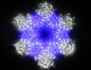 Светодиодная СНЕЖИНКА ДЕКОРАТИВНАЯ, дюралайт, 306 синих/холодных белых LED-огней, 52 см, коннектор, уличная, SNOWHOUSE