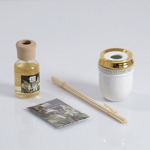 DUBAI Стакан для ароматических палочек D7хН9,5 см, керамика, цвет белый, декор золото, swarovski
