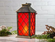 Декоративный фонарь ЭЛОИС, стекло, пластик, 12 тёплых белых LED-огней, эффект живого пламени, 23 см, таймер, Koopman International