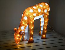 Светящаяся фигура ОЛЕНЁНОК КАРИНО, акрил, 100 холодных белых LED-огней, 49 см, таймер, уличная, Kaemingk