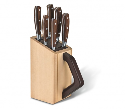 Набор Victorinox кухонный, 6 предметов: 5 ножей и вилка, в подставке из бука, коричневый фото 4