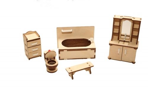 Мебель для кукольного домика ХэппиДом "Ванная" из дерева
