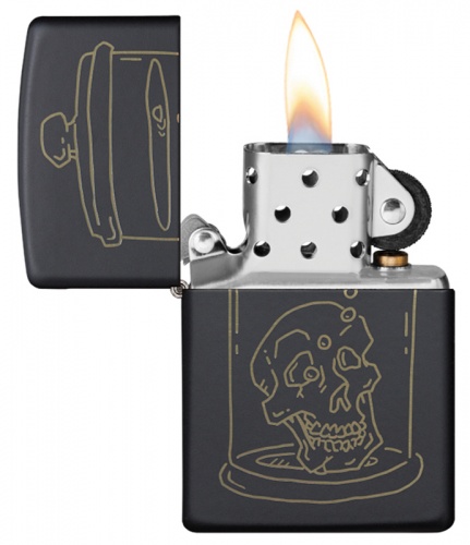 Зажигалка Zippo Skull Design, покрытие Black Matte, латунь/сталь, черная, матовая, 38x13x57 мм фото 5