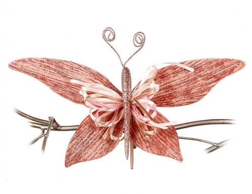Ёлочное украшение "Бабочка версальская" розовая, 15 см, Goodwill